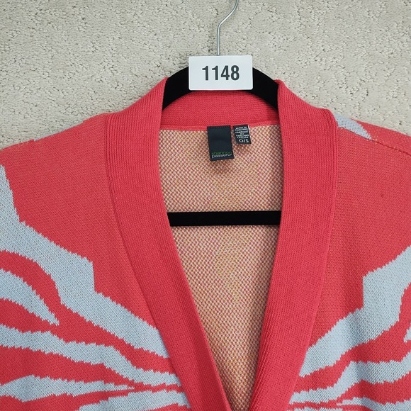 Shannon Passero Cardigan Womens O/S Coral Blue Daisy Graphic Knit Button Pockets - Picture 8 of 8